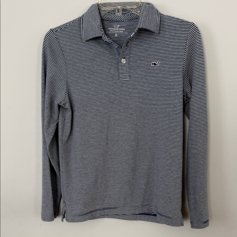 Youth Striped Polo Shirt - Navy Blue